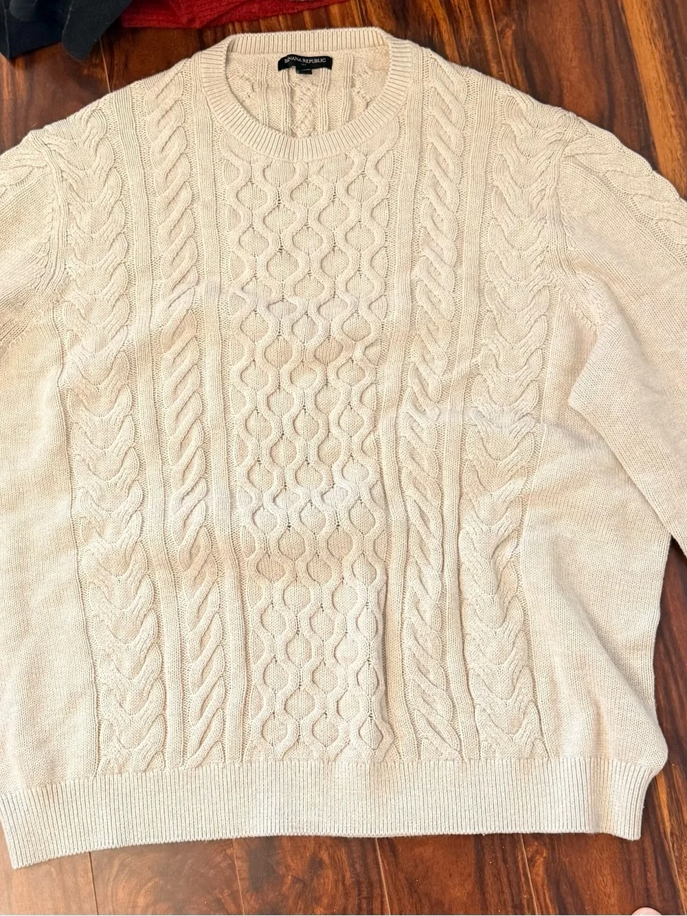 Banana Republic Cream Cable-Knit Crewneck Sweater